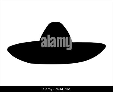 Sombrero silhouette vector art white background Stock Vector