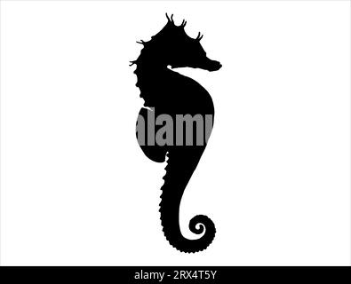Seahorse silhouette vector art white background Stock Vector