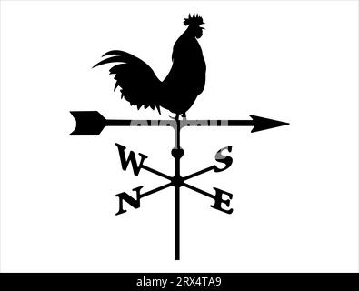 Weather vane silhouette vector art white background Stock Vector