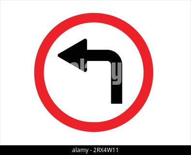 Left turn sign vector art white background Stock Vector