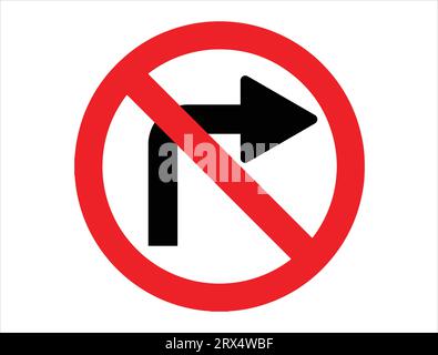 No right turn sign vector art white background Stock Vector
