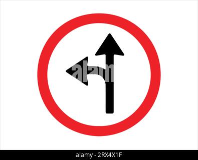 Turn left proceed straight sign vector art Stock Vector