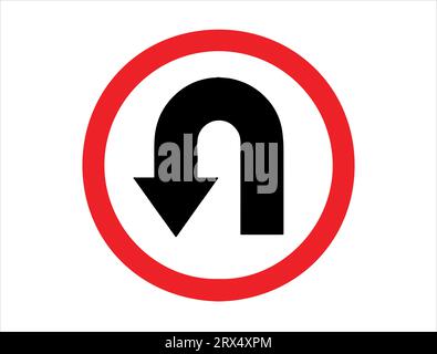 U turn sign vector art white background Stock Vector