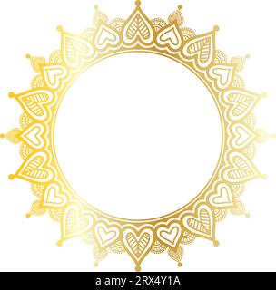 Mandala frame in golden color, oriental pattern, royal gold decoration design Stock Vector