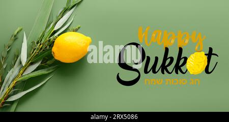 Greeting banner for Jewish Sukkot festival Stock Photo