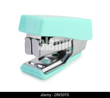 Green stapler isolated on white background Stock Photo