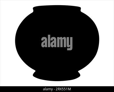Fish bowl silhouette vector art white background Stock Vector