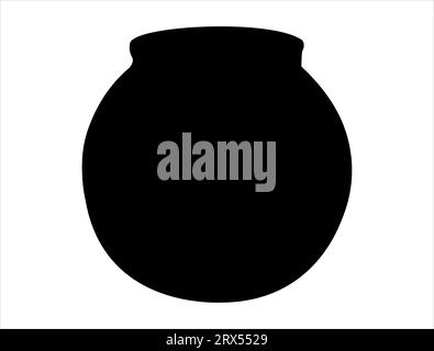 Fish bowl silhouette vector art white background Stock Vector