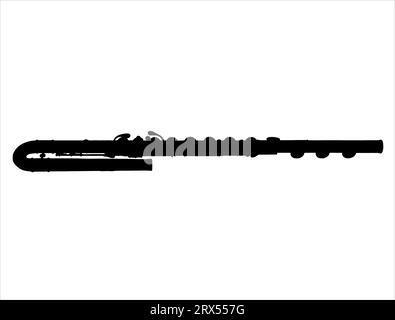 Flute silhouette vector art white background Stock Vector