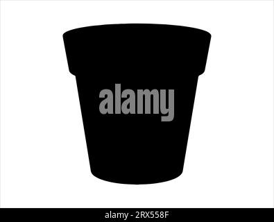 Flower pot silhouette vector art white background Stock Vector