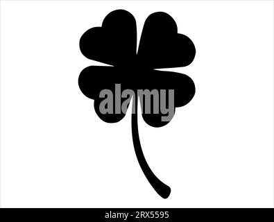 Four leaf clover silhouette vector art white background Stock Vector