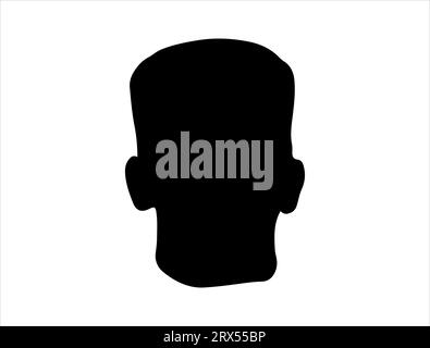Frankenstein head silhouette vector art white background Stock Vector