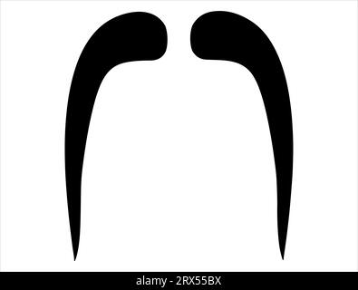 Fu Manchu mustache silhouette vector art white background Stock Vector