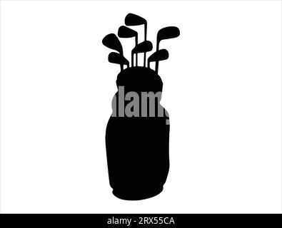Golf bag silhouette vector art white background Stock Vector