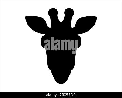 Giraffe head silhouette vector art white background Stock Vector