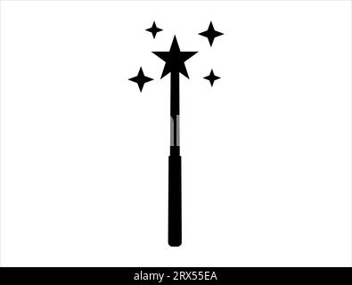 Magic wand silhouette vector art white background Stock Vector