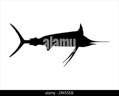 Marlin silhouette vector art white background Stock Vector