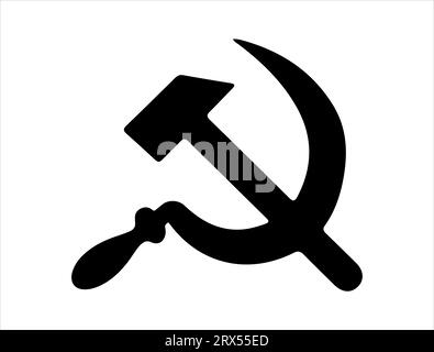Hammer and sickle silhouette vector art white background Stock Vector