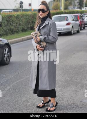 Tamara Kalinic posing for photographers after Fendi fashion show during