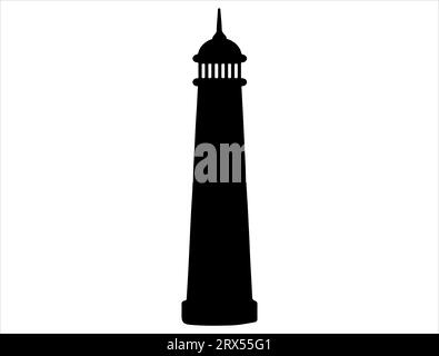 Lighthouse silhouette vector art white background Stock Vector