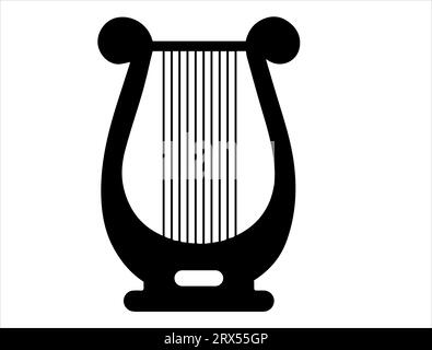 Harp silhouette vector art white background Stock Vector
