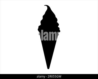 Ice cream cone silhouette vector art white background Stock Vector