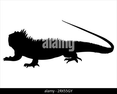 Iguana silhouette vector art white background Stock Vector
