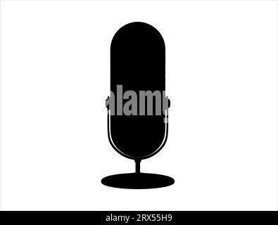 Microphone silhouette vector art white background Stock Vector