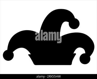 Jester hat silhouette vector art white background Stock Vector