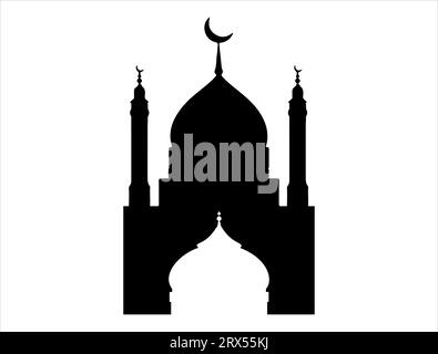 Mosque silhouette vector art white background Stock Vector