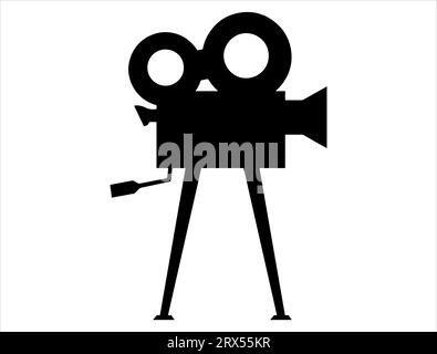 Movie camera silhouette vector art white background Stock Vector