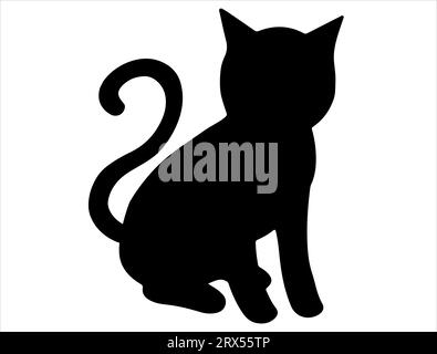 Kitten silhouette vector art white background Stock Vector