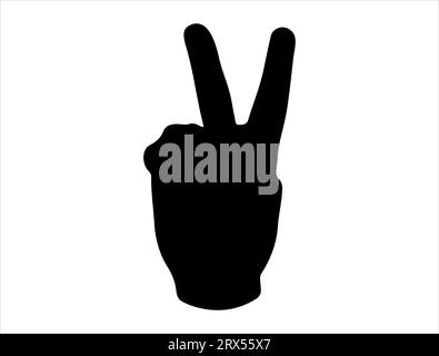 Peace sign silhouette vector art white background Stock Vector