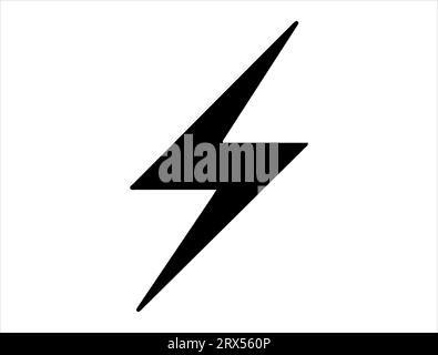 Lightning bolt silhouette vector art white background Stock Vector