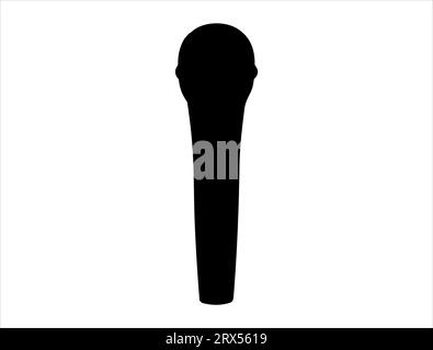 Microphone silhouette vector art white background Stock Vector