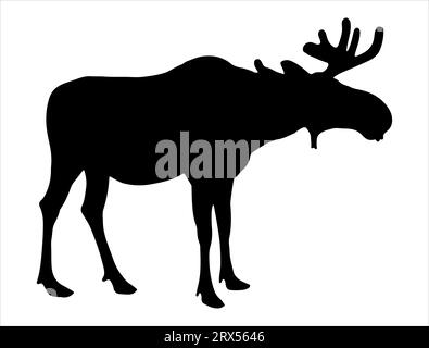 Moose silhouette vector art white background Stock Vector