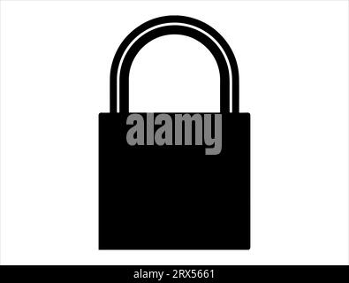 Pad lock silhouette vector art white background Stock Vector
