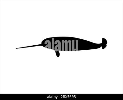 Narwhal silhouette vector art white background Stock Vector