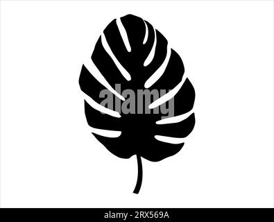 Palm leaf silhouette vector art white background Stock Vector