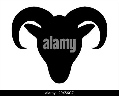Ram head silhouette vector art white background Stock Vector