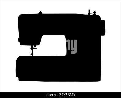 Sewing machine silhouette vector art white background Stock Vector