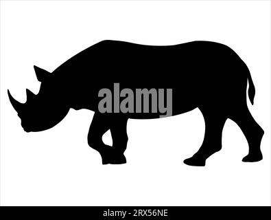 Rhinoceros silhouette vector art white background Stock Vector