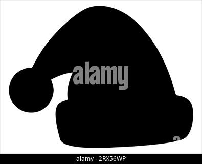 Santa hat silhouette vector art white background Stock Vector