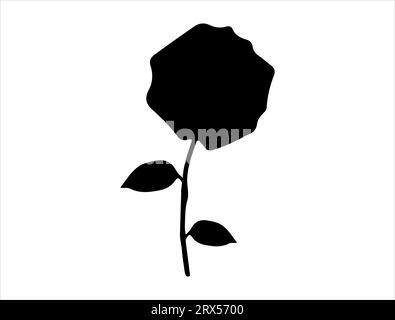 Rose flower silhouette vector art white background Stock Vector