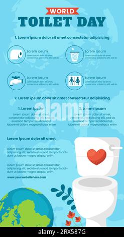 Toilet Day Infographic Illustration Flat Cartoon Hand Drawn Templates Background Stock Vector