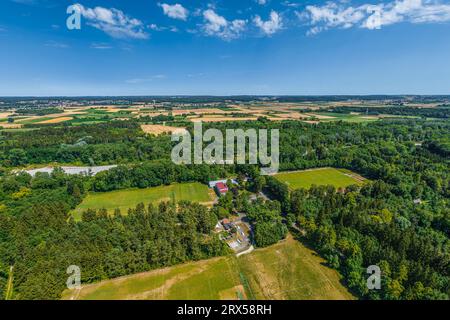 The Lech valley around Meitingen in nortehrn swabia from above Stock Photo