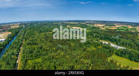 The Lech valley around Meitingen in nortehrn swabia from above Stock Photo