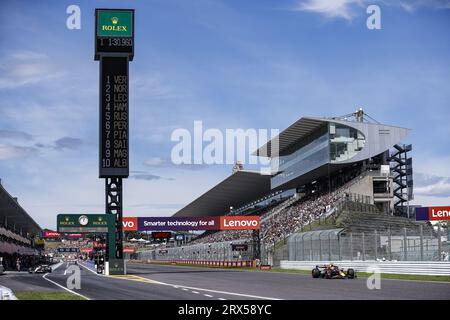 General view of Suzuka circuit main straight spectators