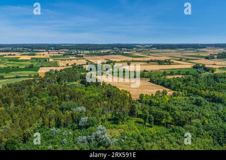 The Lech valley around Meitingen in nortehrn swabia from above Stock Photo