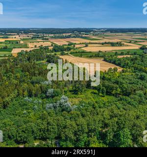 The Lech valley around Meitingen in nortehrn swabia from above Stock Photo